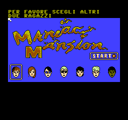 Maniac Mansion title screen for NES